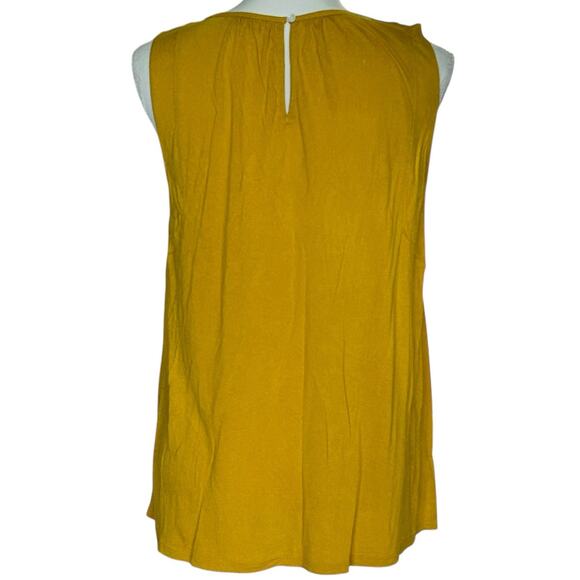 LOFT Women's Pleated Yoke Tank Top Blouse in Yellow-Size M‎ - Picture 3 of 6